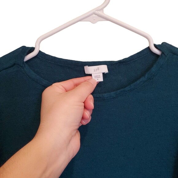 Womens J.Jill Linen Blend Teal Pullover Lightweight Longsleeve Sweater Size M - Picture 4 of 8